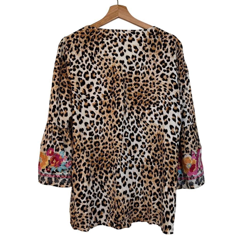 Savanna Janne Venice Leopard Embroidered Tunic size Small Bell Long Sleeves Boho - Picture 3 of 10